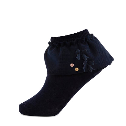 jrp socks navy girls dreamy ruffle lace anklet sock