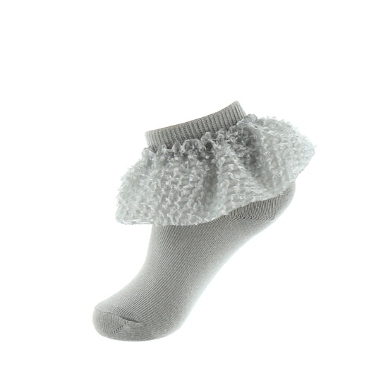 GRAY FEATHERY LACE LACE ANKLET
