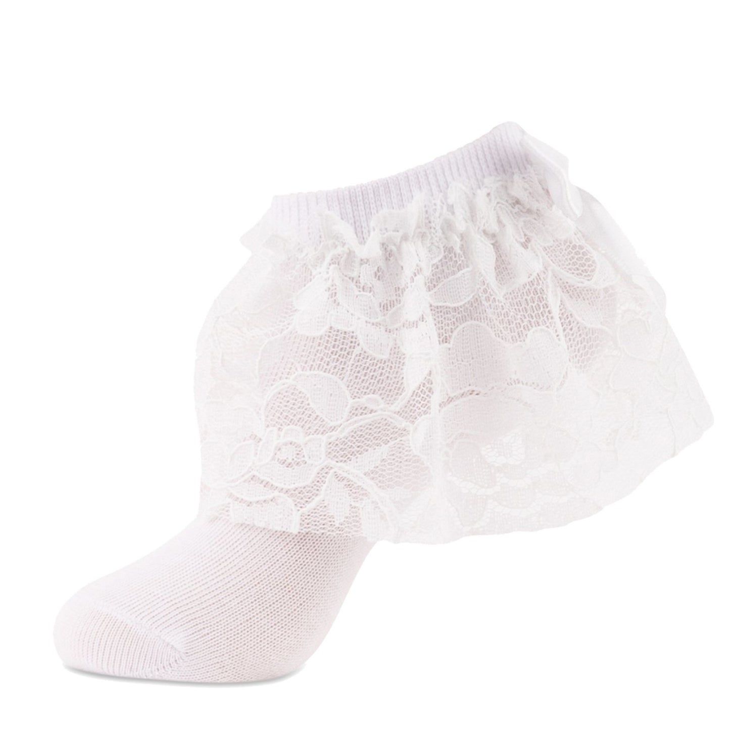 jrp sock girls white floral lace ruffle anklet sock