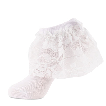 jrp sock girls white floral lace ruffle anklet sock