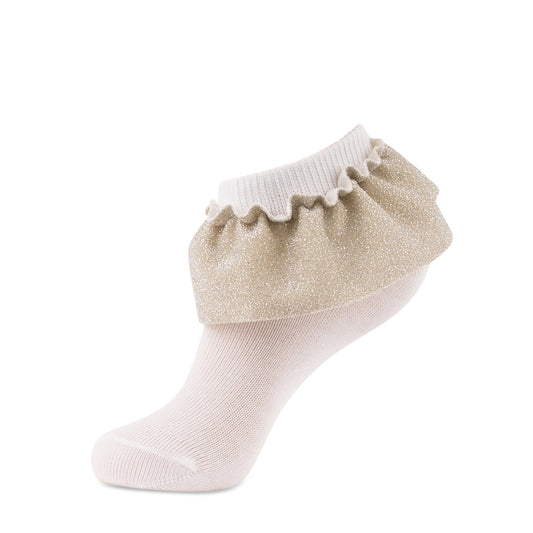 jrp socks cream glitz lace anklet with gold ruffle