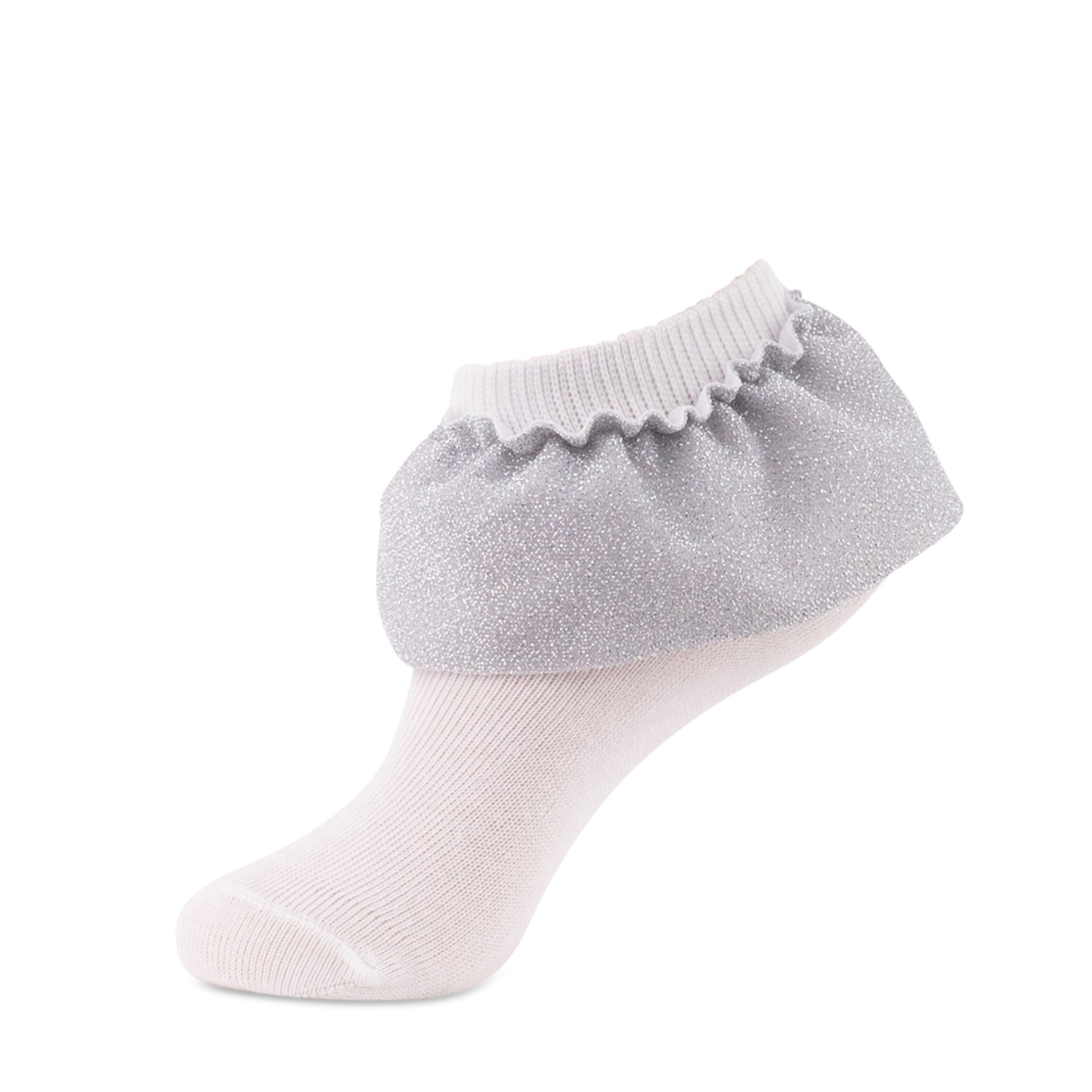 jrp socks white glitz lace anklet with silver ruffle