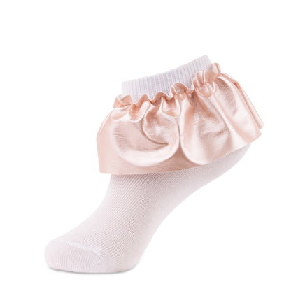 jrp socks blush leatherette ruffle lace anklet sock