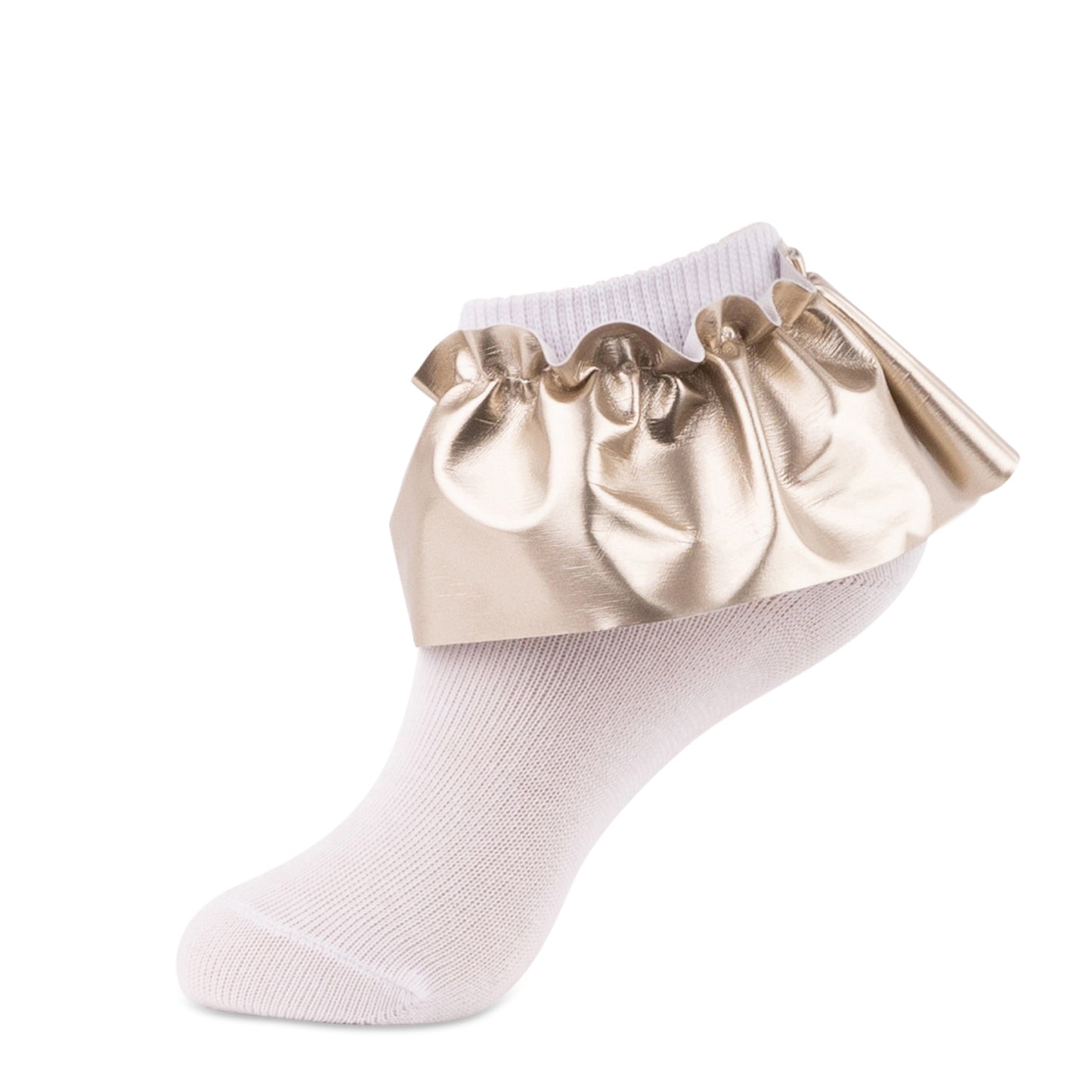 jrp socks gold leatherette ruffle lace anklet sock