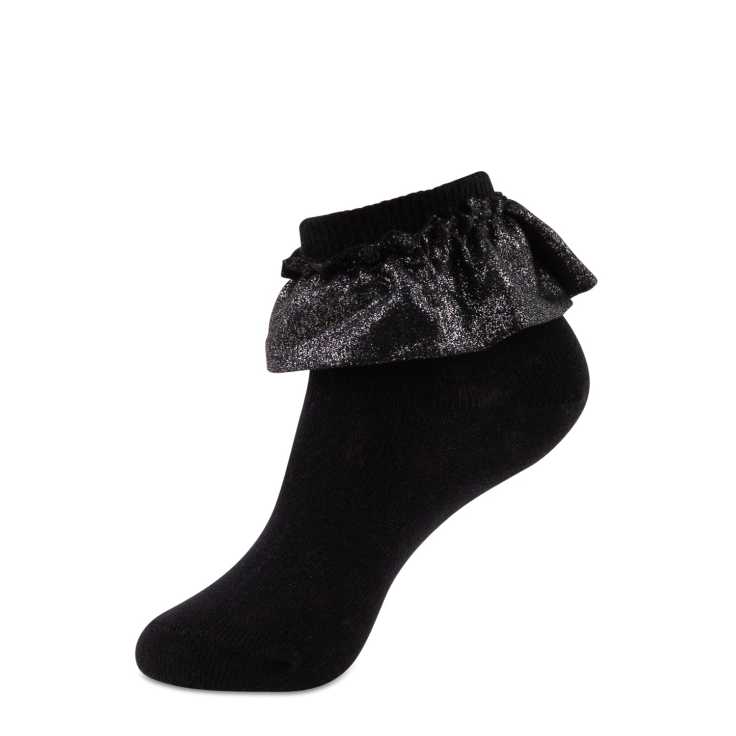 jrp socks black metallic lace anklet ruffle sock