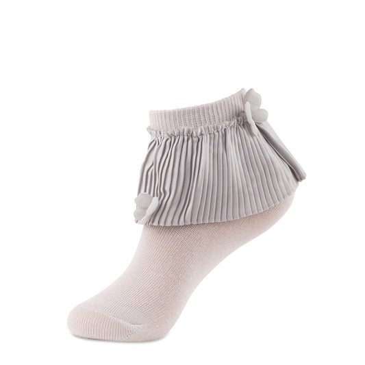 jrp socks light gray girls pleated anklet sock