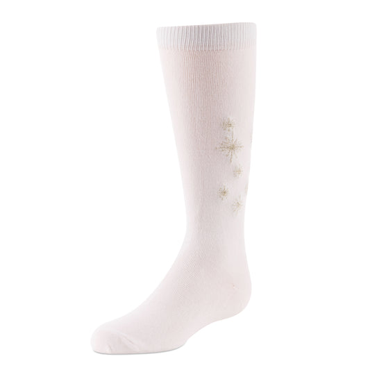 jrp socks cream sparkle knee high sock with gold starburst