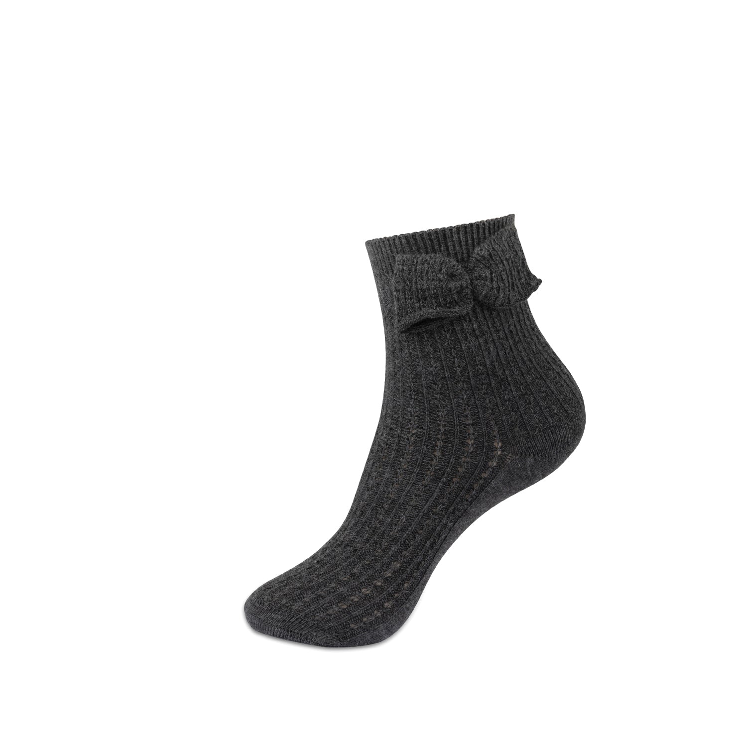 JRP Pointelle Midcalf w Bow Charcoal